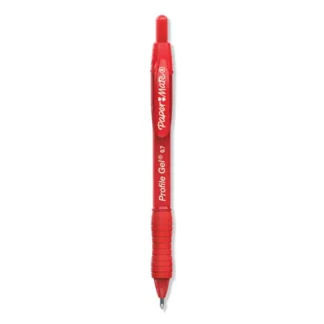 Paper Mate® Profile Gel Pen, Retractable, Medium 0.7 mm, Red Ink, Translucent Red Barrel, Dozen