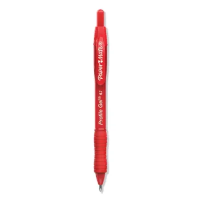 Paper Mate® Profile Gel Pen, Retractable, Medium 0.7 mm, Red Ink, Translucent Red Barrel, Dozen