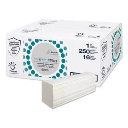 Papernet® DissolveTech Paper Towel, 1-Ply, White, 250 Towels/Pack, 16 Packs/Carton