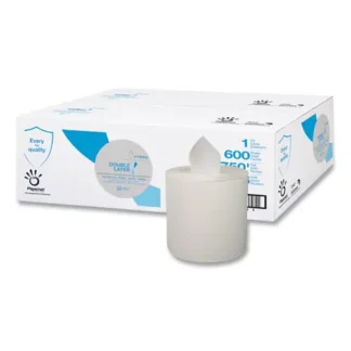 Papernet® Double Layer Paper Towel, 1-Ply, White, 600 Towels/Roll, 6 Rolls/Carton
