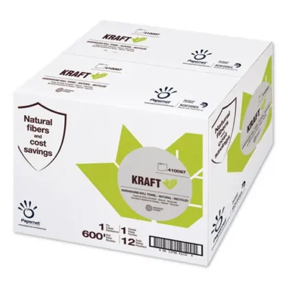 Papernet® Kraft Tech Hardwound Roll Towel, Kraft, 1-Ply, 7.8" x 600 ft, Brown, 12 Rolls/Carton