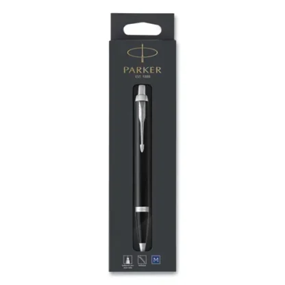 Parker® IM Ballpoint Pen, Retractable, Medium, 0.7 mm, Blue Ink, Black/Chrome Barrel