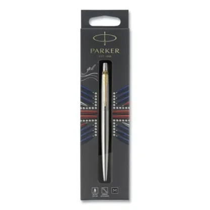 Parker® Jotter Rollerball Pen, Retractable, Medium Point, 0.7 mm, Black Ink, Stainless Steel Barrel