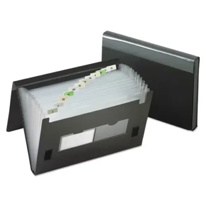 Pendaflex® 13-Pocket File, Letter Size, Black, 4" Expansion, 13 Sections, Hook & Loop Closure, 1/12-Cut Tabs