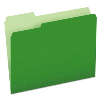 Pendaflex® Colored File Folders, 1/3-Cut Tabs, Assorted Positions, Letter Size, Green/Light Green, 100/Box
