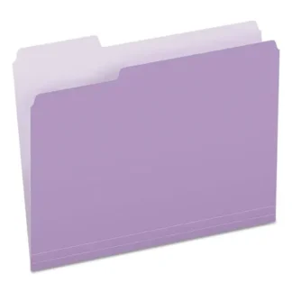 Pendaflex® Colored File Folders, 1/3-Cut Tabs, Assorted Positions, Letter Size, Lavender/Light Lavender, 100/Box