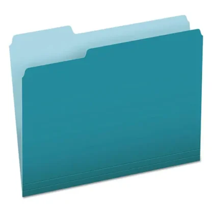Pendaflex® Colored File Folders, 1/3-Cut Tabs, Assorted Positions, Letter Size, Teal/Light Teal, 100/Box