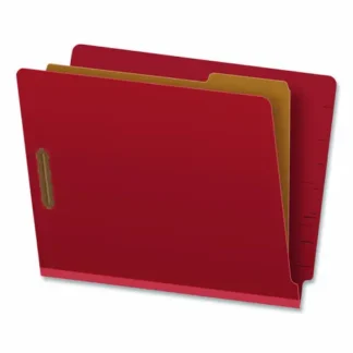Pendaflex® Colored Pressboard End Tab Classification Folders, Letter Size, Red, 1 Divider, 4 Fasteners, 1.75" Expansion, 10/Box