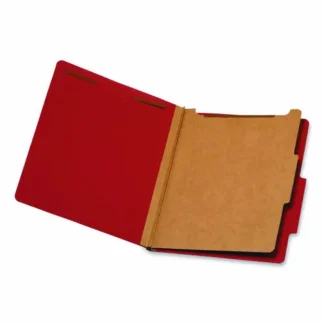Pendaflex® Colored Pressboard Top Tab Classification Folders, Bright Red, Letter Size, 1 Divider, 4 Fasteners, 1.75" Expansion, 10/Box