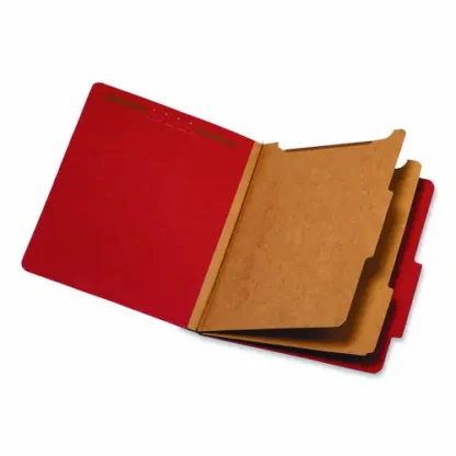 Pendaflex® Colored Pressboard Top Tab Classification Folders, Bright Red, Letter Size, 2.5" Expansion, 2 Dividers, 6 Fasteners, 10/Box