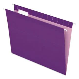 Pendaflex® Colored Reinforced Hanging Folders, Letter Size, 1/5-Cut Tabs, Violet, 25/Box