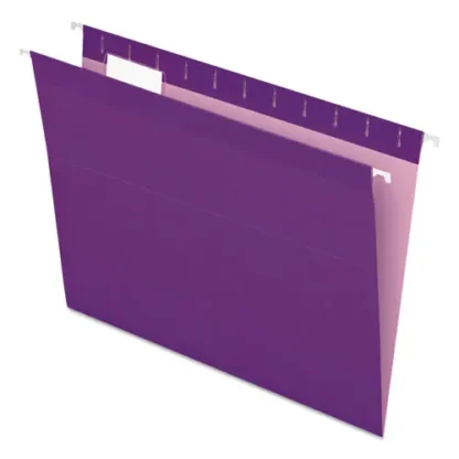 Pendaflex® Colored Reinforced Hanging Folders, Letter Size, 1/5-Cut Tabs, Violet, 25/Box