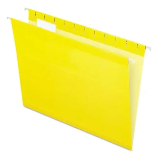 Pendaflex® Colored Reinforced Hanging Folders, Letter Size, 1/5-Cut Tabs, Yellow, 25/Box