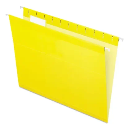 Pendaflex® Colored Reinforced Hanging Folders, Letter Size, 1/5-Cut Tabs, Yellow, 25/Box