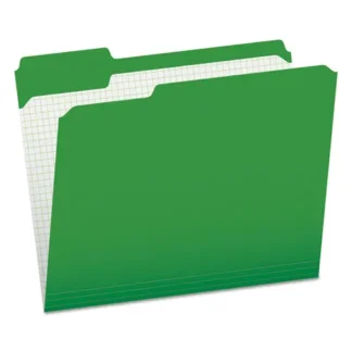 Pendaflex® Double-Ply Reinforced Top Tab Colored File Folders, Letter Size, 1/3-Cut Assorted Tabs, Bright Green, 100/Box