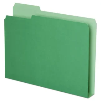 Pendaflex® Double Stuff File Folders, 1/3-Cut Tabs, Assorted Positions, Letter Size, 1.5" Expansion, Green, 50/Pack