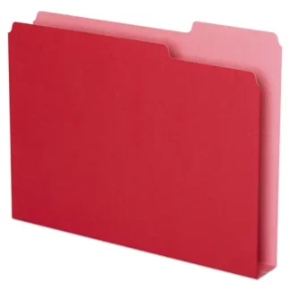 Pendaflex® Double Stuff File Folders, 1/3-Cut Tabs, Assorted, Letter Size, 1.5" Expansion, Red, 50/Pack