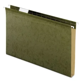 Pendaflex® Extra Capacity Reinforced Hanging File Folders with Box Bottom, 1" Capacity, Legal Size, 1/5-Cut Tabs, Green, 25/Box