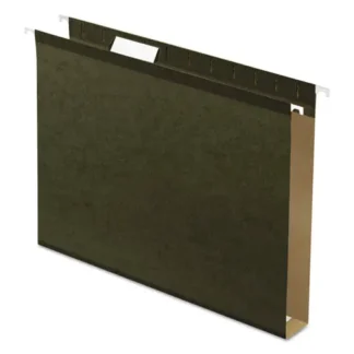 Pendaflex® Extra Capacity Reinforced Hanging File Folders with Box Bottom, 1" Capacity, Letter Size, 1/5-Cut Tabs, Green, 25/Box