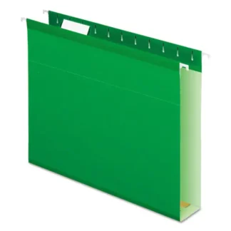 Pendaflex® Extra Capacity Reinforced Hanging File Folders with Box Bottom, Letter Size, Bright Green, 2" Expansion, 1/5-Cut Tabs, 25/Box