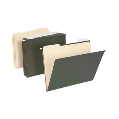 Pendaflex® Hanging File Folder Combo Kit, Letter Size, 25 Green Hanging Folders, 50 Manila File Folders