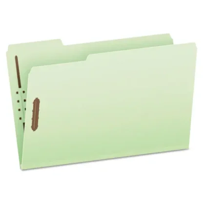 Pendaflex® Heavy-Duty Pressboard Folders with Embossed Fasteners, 1/3-Cut Tabs, Legal Size, Green, 25/Box
