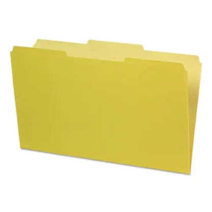 Pendaflex® Interior File Folders, 1/3-Cut Tabs, Assorted, Legal Size, Yellow, 100/Box
