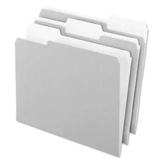 Pendaflex® Interior File Folders, 1/3-Cut Tabs, Assorted Tab Positions, Letter Size, Gray, 100/Box