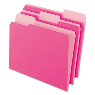 Pendaflex® Interior File Folders, 1/3-Cut Tabs, Letter Size, Pink, 100/Box
