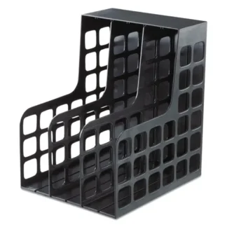 Pendaflex® Plastic Magazine File with Two Snap-In Dividers, Black, 9" x 10.63" x 12"