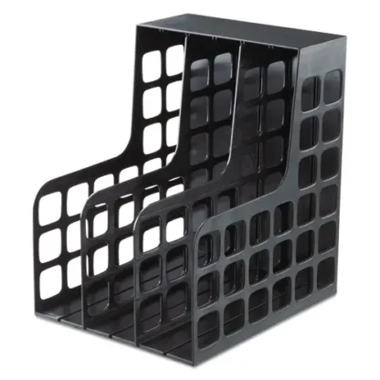 Pendaflex® Plastic Magazine File with Two Snap-In Dividers, Black, 9" x 10.63" x 12"