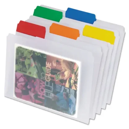 Pendaflex® Poly File Folders, 1/3-Cut Tabs, Assorted Tabs, Letter Size, Clear, 25/Box