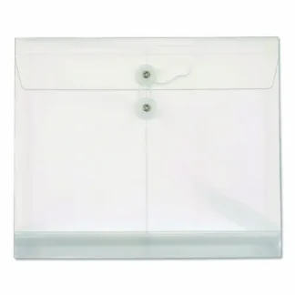 Pendaflex® Poly String and Button Envelope, 1.25" Expansion, String/Button Closure, 13" x 10", Clear, 5/Pack