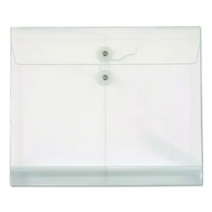 Pendaflex® Poly String and Button Envelope, 1.25" Expansion, String/Button Closure, 13" x 10", Clear, 5/Pack