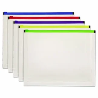 Pendaflex® Poly Zip Envelope, Zipper Closure, 10 x 13, Assorted Colors, 5/Pack