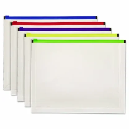 Pendaflex® Poly Zip Envelope, Zipper Closure, 10 x 13, Assorted Colors, 5/Pack