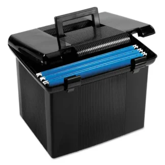 Pendaflex® Portable File Boxes, Letter Files, Black, 13.88" x 14" x 11.13"