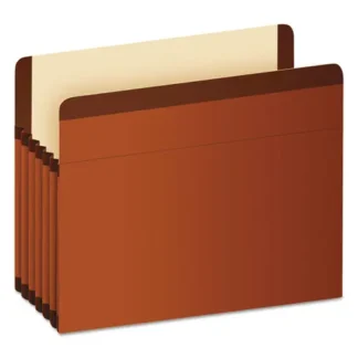 Pendaflex® Premium Reinforced Expanding File Pockets, Letter Size, Red Fiber, 5/Box