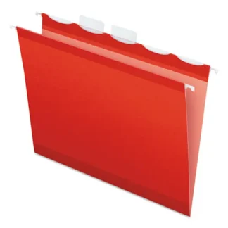 Pendaflex® Ready-Tab Colored Reinforced Hanging Folders, Letter Size, 1/5-Cut Tabs, Red, 25/Box