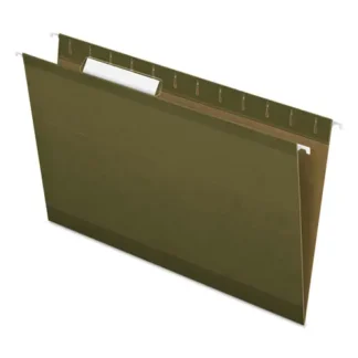 Pendaflex® Reinforced Hanging File Folders with Printable Tab Inserts, Legal Size, 1/3-Cut Tabs, Standard Green, 25/Box