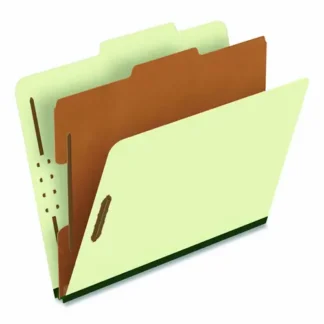 Pendaflex® Reinforced Pressboard Classification Folders, Letter Size, Green, 1 Divider, 4 Fasteners, 1.75" Expansion, 10/Box
