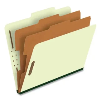 Pendaflex® Six-Section Pressboard Classification Folders, 2" Expansion, 2 Dividers, 6 Fasteners, Letter Size, Green Exterior, 10/Box
