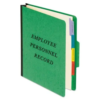 Pendaflex® Vertical-Style Personnel Folders, 5 Dividers, 2 Fasteners, Letter Size, Green Exterior