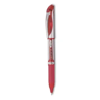Pentel® EnerGel Deluxe Gel Pen, Medium Point, 0.7 mm, Red Ink, Silver/Red Barrel, Dozen
