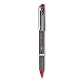 Pentel® EnerGel NV Gel Pen, Bold Point, 1 mm, Red Ink, Gray/Red Barrel, Dozen