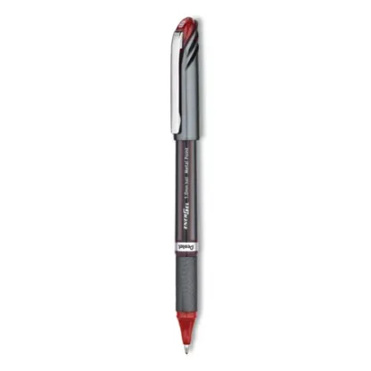 Pentel® EnerGel NV Gel Pen, Bold Point, 1 mm, Red Ink, Gray/Red Barrel, Dozen