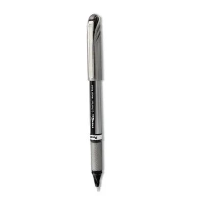 Pentel® EnerGel NV Gel Pen, Medium Point (0.7 mm), Black Ink, Gray/Black Barrel, Pack of 12
