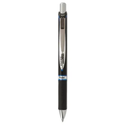 Pentel® EnerGel PRO Permanent Ink Hybrid Gel Pen, Retractable, Medium 0.7 mm, Blue Ink, Black Barrel