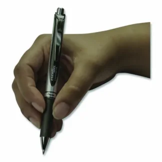 Pentel® EnerGel RTX Gel Pen, Retractable, Medium Point, 0.7 mm, Black Ink, Black/Gray Barrel, 6/Pack