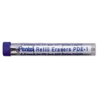 Pentel® Eraser Refills for Pentel Champ®, e-sharp™, Jolt™, Icy™, and Quicker Clicker™ Mechanical Pencils, 5 Erasers per Tube